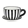 Vase / Pot de fleurs - EDEN - Tasse à plantes - Céramique - 15x20 cm - Rayé noir et blanc