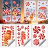 Easy Peel Stick Murals Christmas Static Window Clings for Glass, Decorations, Gingerbread Man Versatile Holiday Wall Art Candy Cane Decals Xmas