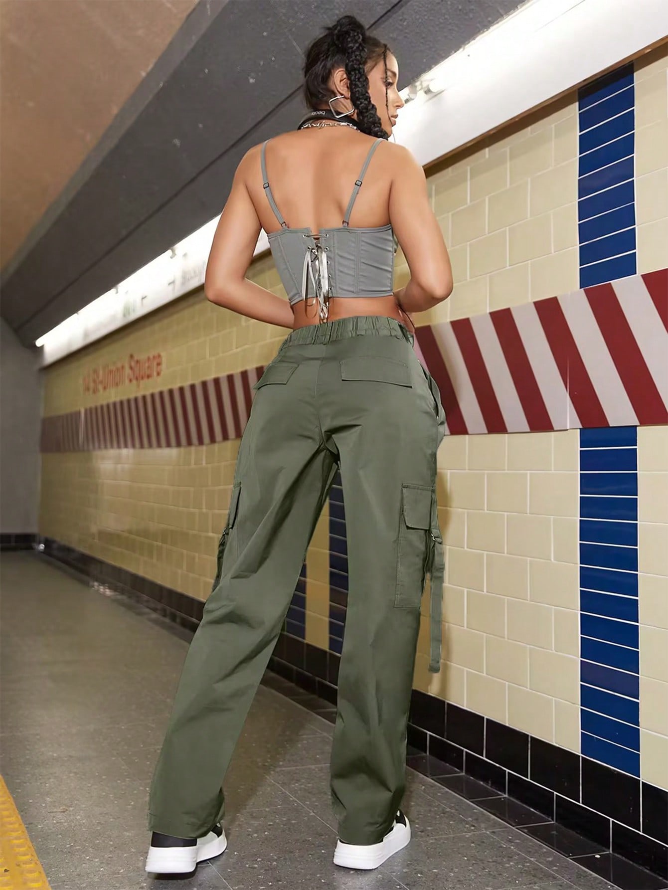 Брюки-карго Rose Beauty с клапанами и боковыми карманами XS фиолетовый/лиловый — фото 14