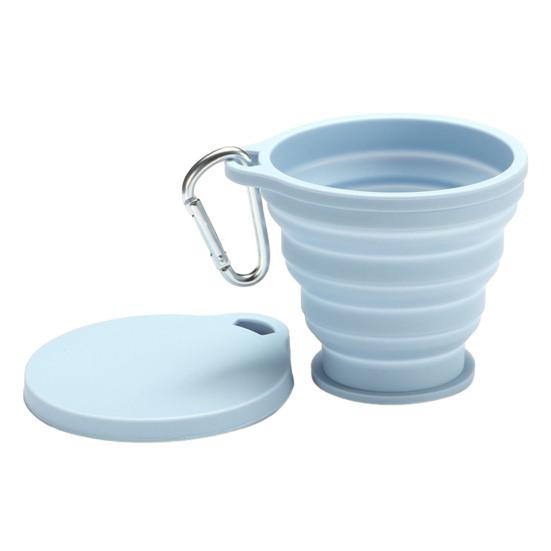 Silicone Folding Water Cup with Carabiner Handle 180ml Portable Travel Washing Cup