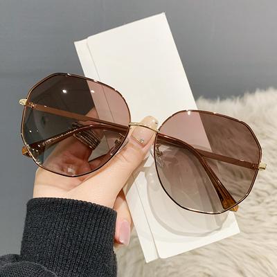 Metal Glasses Irregular Large Frame Women'S Sunglasses 8138 Driving Glasses Sunshade Polarized Sunglasses