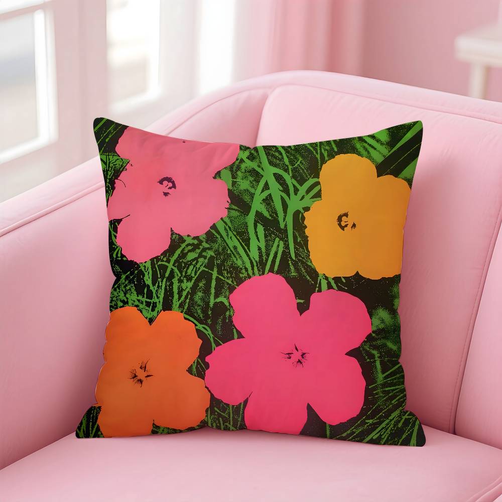 Pop Art Throw Pillow Cover Colorful Lips Dollar Sign Flower Print Cushion Case Modern Art Decor Pillowcase For Sofa Couch Living