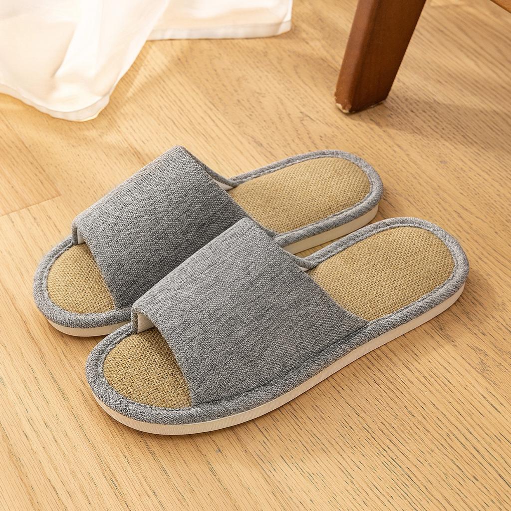 Linen Slippers for Women, Suitable for Home Use, Indoor Living, Anti Slip, Silent, Sweat Absorbing,, Couple, Cotton and Linen Cool Slippers for Men