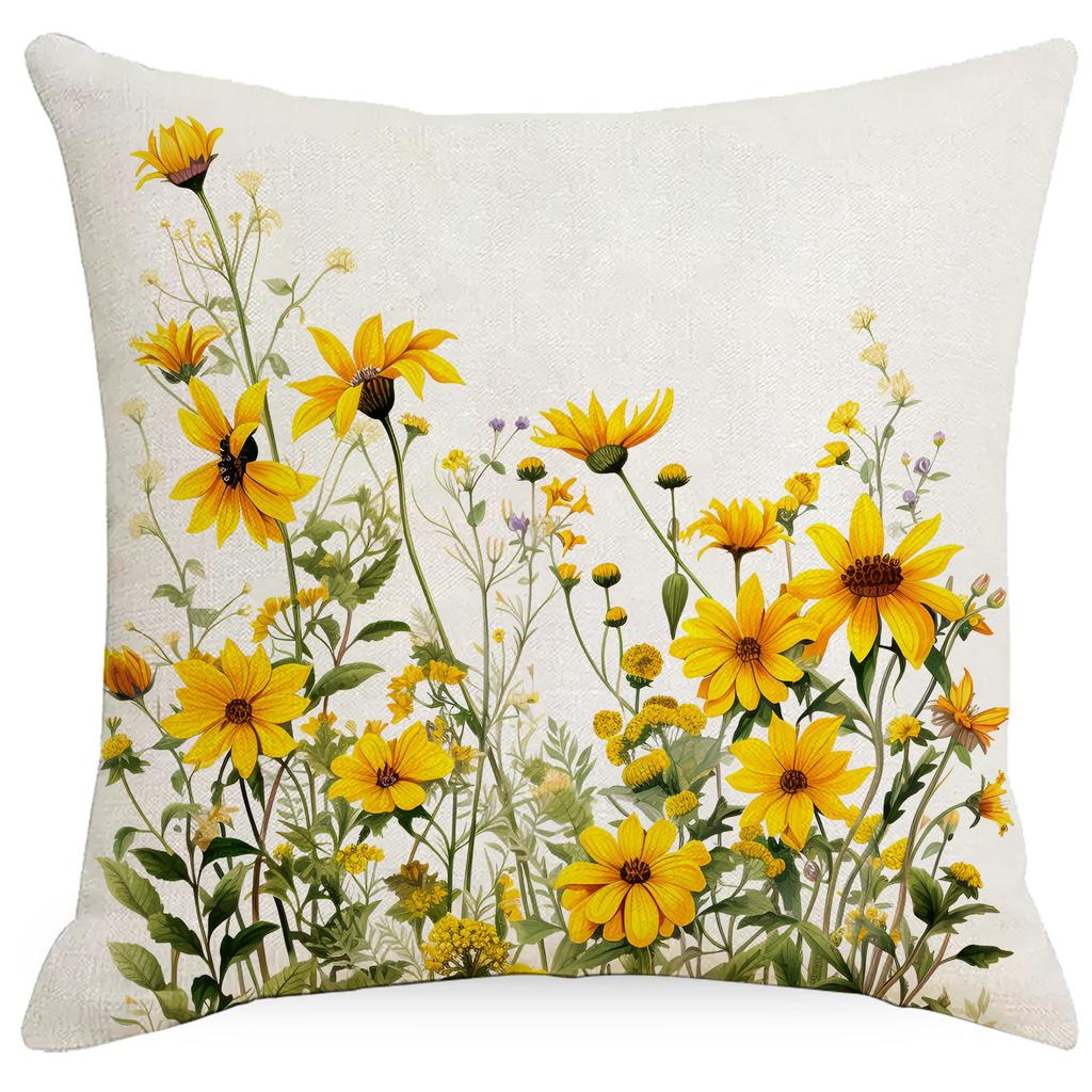 Neuer Frühlingsgelber Kleiner Wildblumen Kissenbezug Sofa Wohnzimmer Kissenbezug Kissenbezug Kissenbezug Dekoration