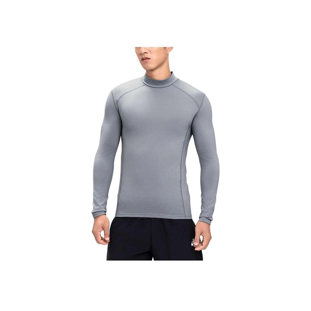 Asics FW24 Outdoor Half High Neck Solid Color Slim Fit Casual Long Sleeve T-Shirt Men Tops Gray 2031F153-020