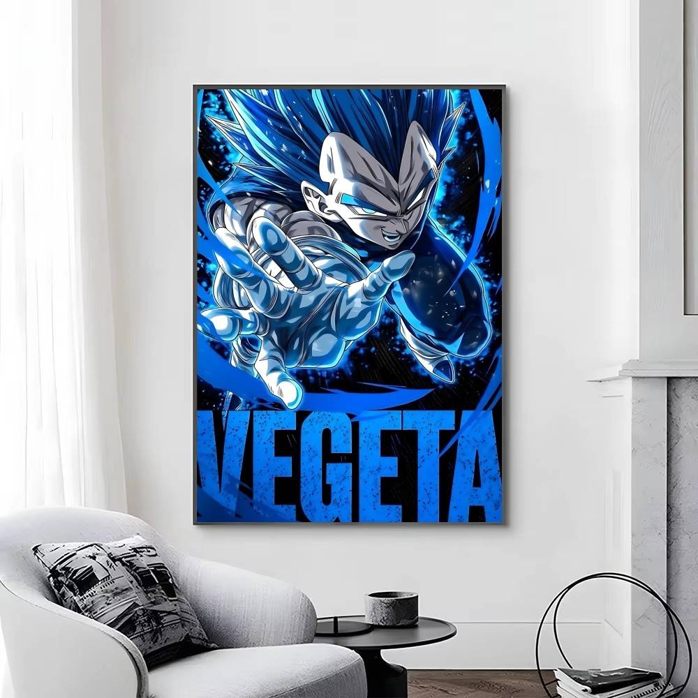 1pc Anime DRAGON BALL Vegeta Posters Self-adhesive Paper Print Home Living Room Bedroom Entrance Bar Cafe Art