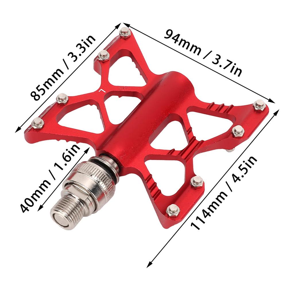 Quick Release Pedals, Aluminum Alloy Long-Life Waterproof Hollow Design for Road Bikes and Mountain Bikes (Red, Boxed) (Dilwecperbkw7vy-12)