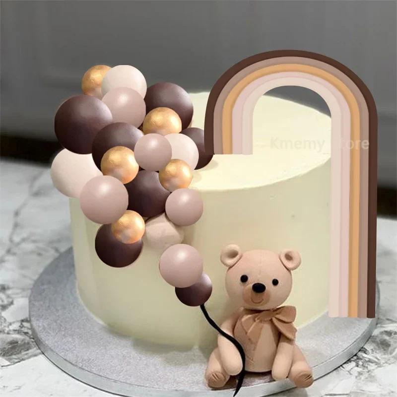 Boho Rainbow Cake Topper Bohemian Soft Pottery Insertion Cupcake Dessert Baby Shower Birthday Wedding Party Decorations Supplies