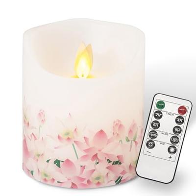 Fukushodo Buddhist Altar LED Candle with Flickering Flame [Recommended by Funeral Professionals] Battery-Operated LED Candle with Lotus Design and Rem
