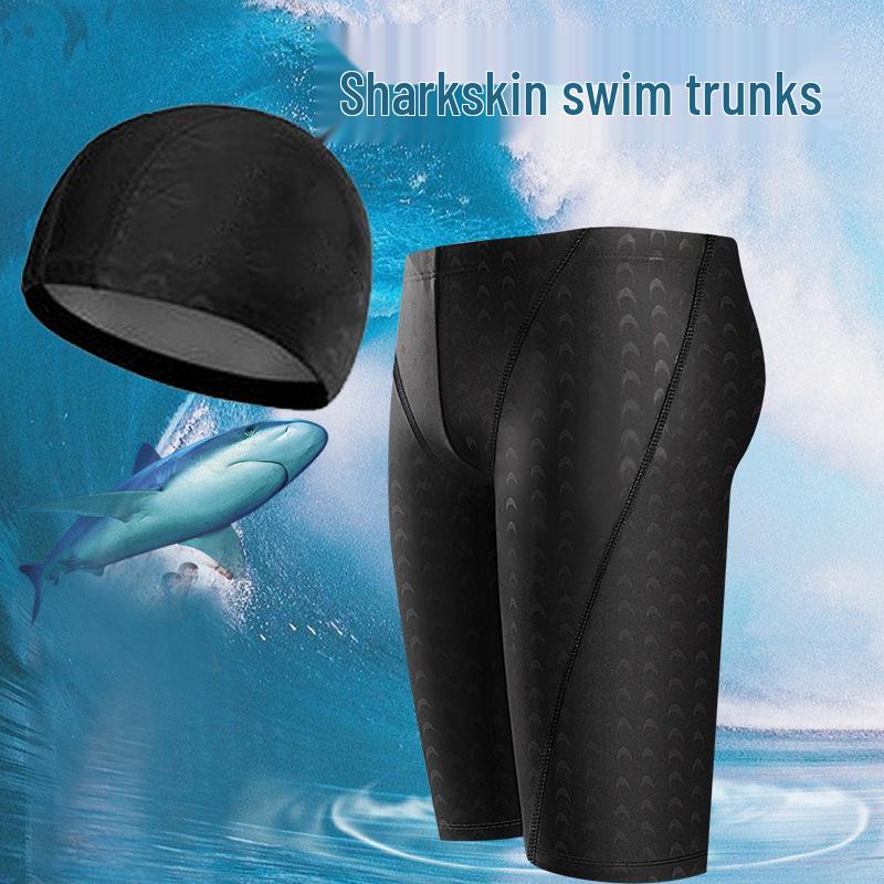 

Men s Elastic Nylon Swimming Trunks with Cap & Goggles Set