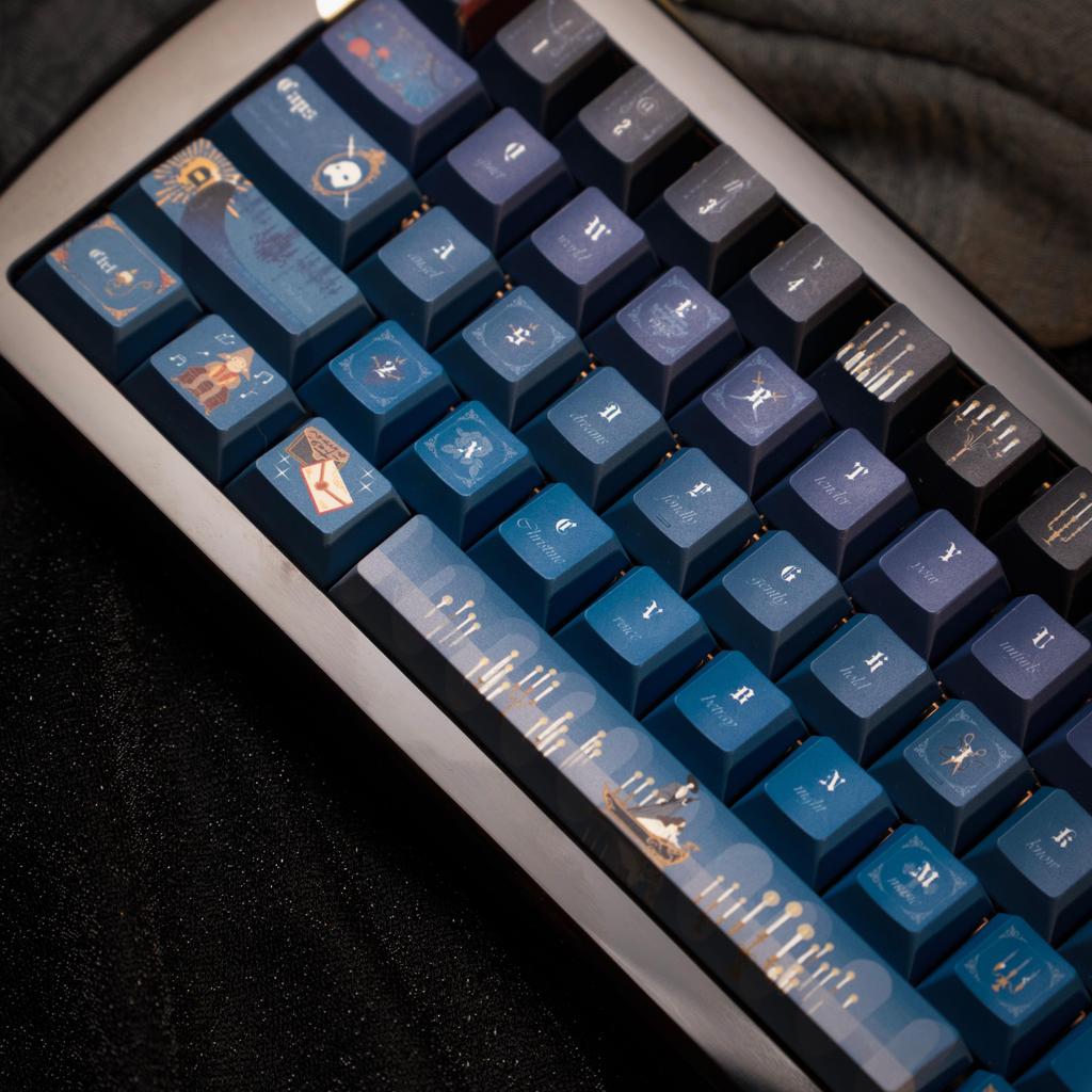 Theater Phantom Keycap Cherry Pbt Dark Blue Alice Layout 2.25/2.75U Space Bar Keycap 142 Keys