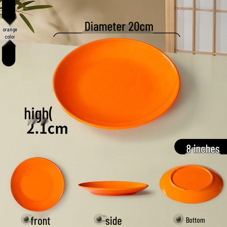 Melamine Round Plate: Porcelain-Look, Two-Color, for Commercial Use In Restaurants and Buffets - Perfect for Fast Food, Rice Bowls, and Cold Dishes.