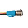 16mm Metal Self-Locking Pushbutton Switch 12-24V Waterproof Red Power Symbol LED 250mm Wire Buckle Connector Solder-Free Button