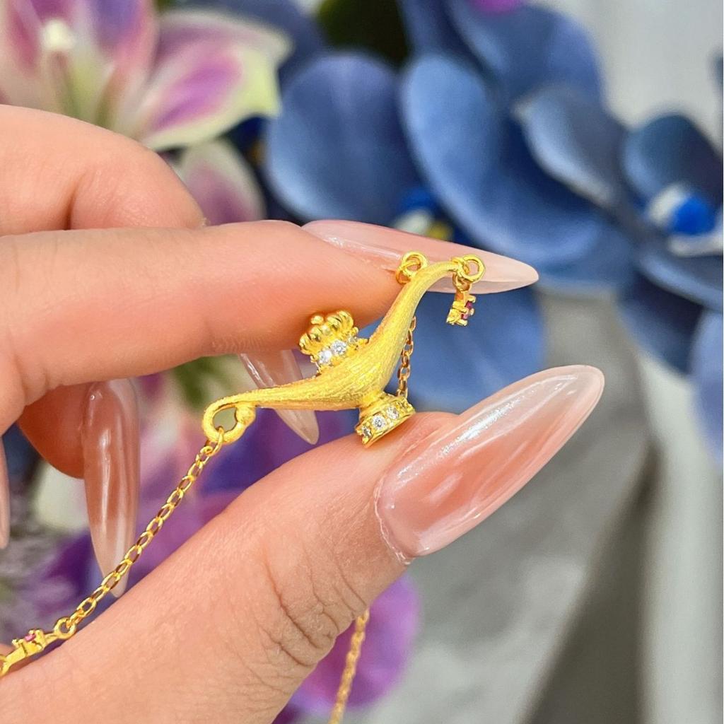 Brushed Search Banner Magic Lamp Necklace Niche Design Make A Wish Fashion Light Luxury Temperament Versatile Collarbone Chain