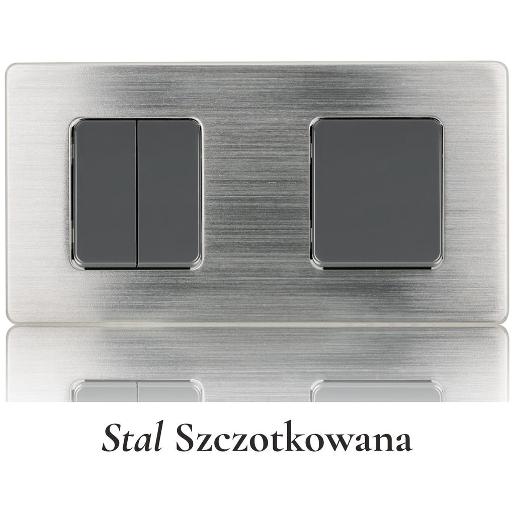 Włącznik światła potrójny szary schodowy stal szczotkowana