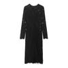 Damen-Frühling Neu Europäischer und Amerikanischer Stil Mode Sexy Spitze Midi-Kleid