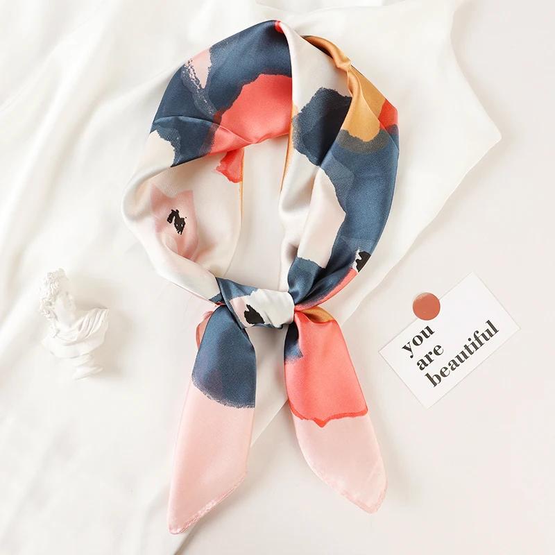 Luxury Brand Silk Square Plaid Scarf Women Satin Neck Hair Tie Band Soft work neckerchife 2024 NEW Hijab Head Female Foulard