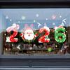 Winter Holiday Decorative Clings 2026 Santa Number Designs Auto Adhesive PVC Window Art Decors