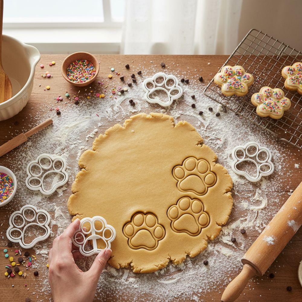 4PCS Cute Paw Print Cookie Cutters 3D Reusable Baking Tools Cartoon Non-Stick Cookie Mold Kitchen Baking