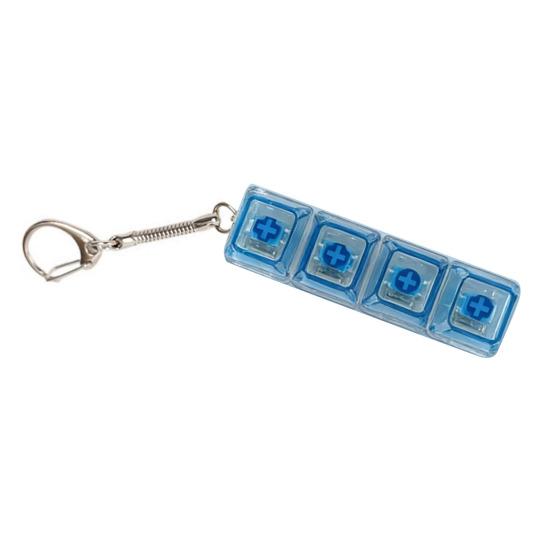 Clear 4-Keys Fidget Keyboard LED Light-up Anxiety Relief Finger Clicker Keychain Office School Travel Focus Decompression Button Sensory Toy