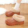 Женские короткие ботинки Пушистые зимние ботинки Теплые хлопковые тапочки для дома Уличные нескользящие ботинки на толстой подошве Флисовые туфли с круглым носком Слипоны