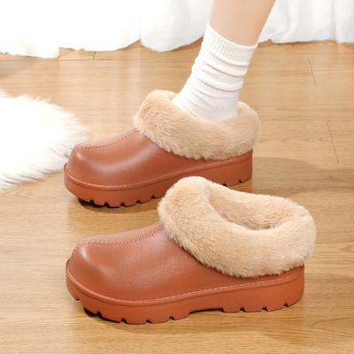 Damen Kurze Stiefel Fellige Schneestiefel Winter Warme Baumwollpantoffeln Outdoor Rutschfest Dickbesohltes Fleece Rundzehen Slip-On Schuhe