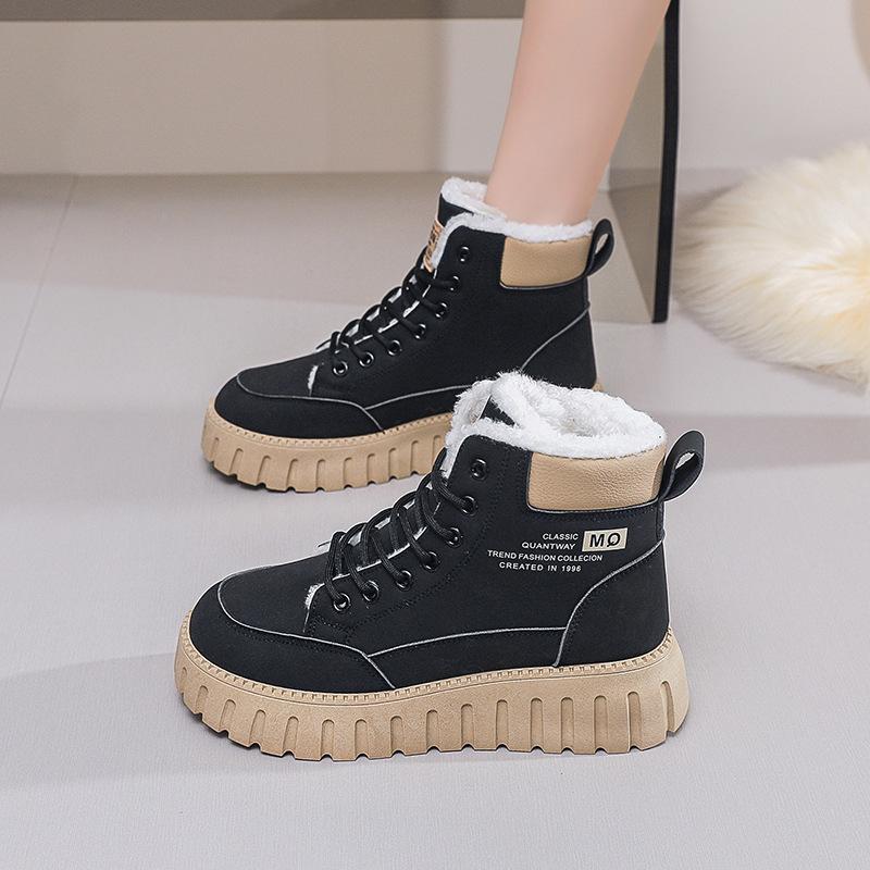 Women's shoes velvet high-top Martin boots women's thickened warm cotton shoes flat-soled fashion casual snow boots casual shoes