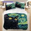 Set Copripiumino Trapuntato con Motivo Gatto Nero Federa Decorazione per la Casa Regalo di Compleanno (1 * copripiumino + 2 * federa, senza nucleo)