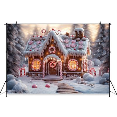 Mocsicka Christmas House Photography Background Winter Snow Forest Tree Decoration Children Baby Photo Studio Backdrop Photocall