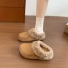Retro, fashionable and versatile thick-bottomed fluffy slippers for women's autumn and winter wear, piled warm and comfortable Birkenstock cotton