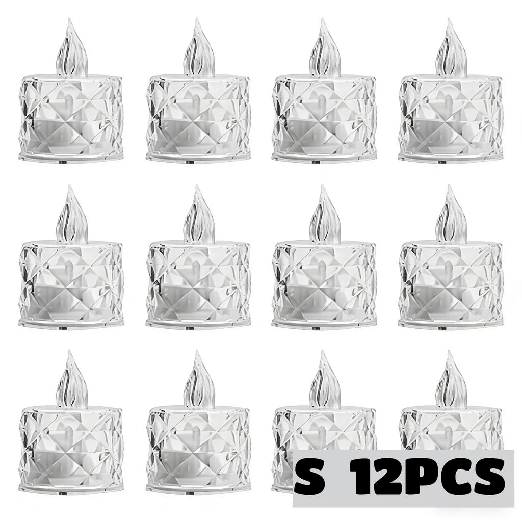 24PCS LED Flameless Candles Crystal Electronic Night Lamp for Date Party Valentine's Day Bedroom Wedding Christmas Decorations