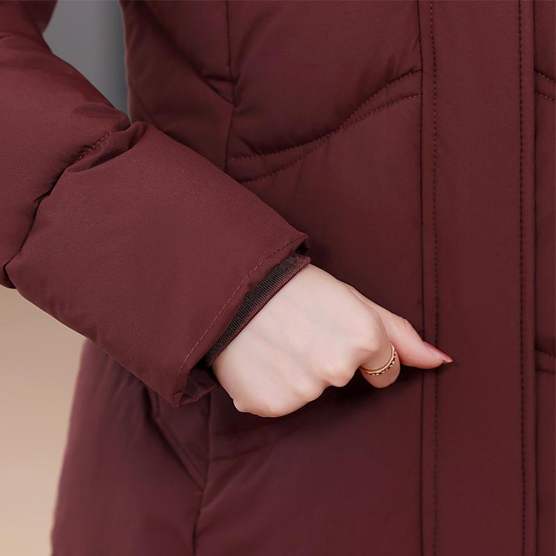 Middle Age Winter Long Coat Female Plus Size Parkas Hooded Elegant Thick Warm Woman Jackets