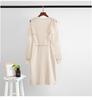 Elegant Loose Knit Dress with Ruffles - Women's Plus Size Long Sleeve Fragrance Style