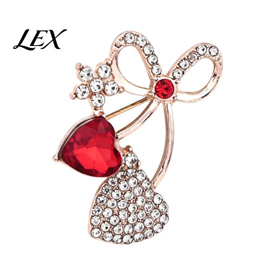 Rhinestone Bow Brooch Bling Pin, Love Heart Bowknot Lapel Women Jewelry Accessory for Dresses Coats Sweaters Pin