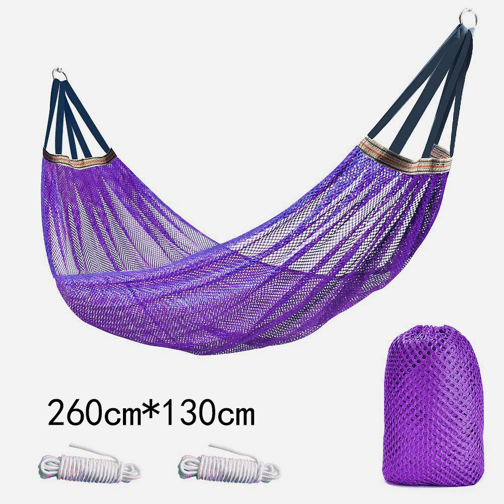 Outdoor Ice Silk Mesh Hammock with Curved Stick - Anti-Rollover Swing for Camping & Travel