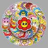 50 Sheets Smiley Face Flower Stickers - Hand-Drawn, Colorful Bicycle Journal Décor