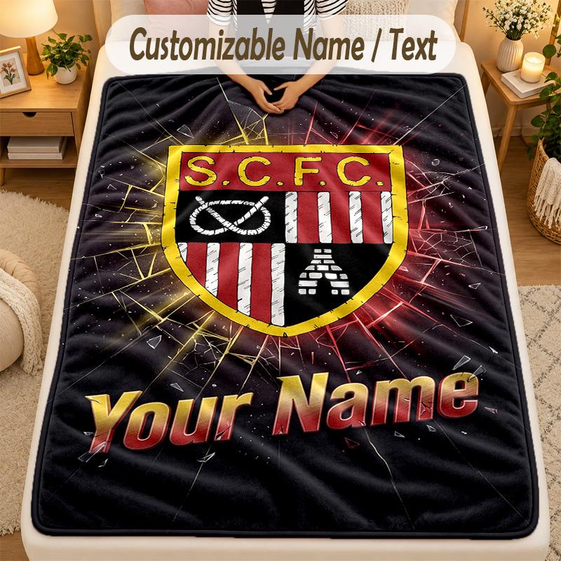 Flannel BlanketStoke City FC Custom Name Text Personalized Soft Warm Throw Blanket Home Decor Gift