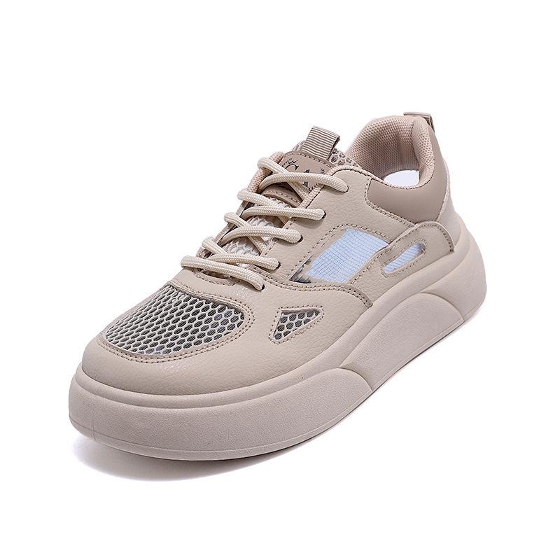 Women's Spring and Autumn New Thick-soled Hollow Breathable Versatile Casual Hole Shoes Sports Mesh Shoes