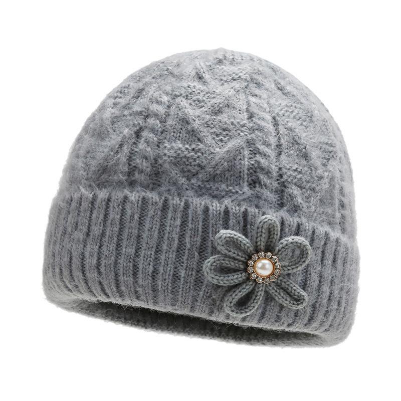 Old Man Winter Hat Women's Grandma Knitted Thermal Hat Plush Thick Wool Basin Hat Old Lady Hat