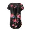 Women's Summer Casual Flower Print Short-sleeved Loose  A-line Swing Top