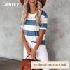 JPNTKY Damen Mode Lässig Rundhals Kurzarm Blusen & Hemden