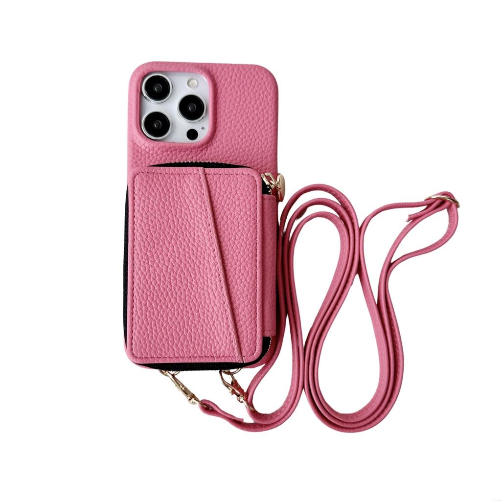 Zipper Crossbody Cards Bag Leather Wallet Case For iPhone 15 Pro Max 13 14 Plus 12 11 7 8 SE 2022 Lanyard Pocket Purse Cover