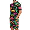 Men's Halloween Casual Pajama Set Short Sleeve Top and Shorts Comfortable Lightweight Sleepwear for Home Relaxation