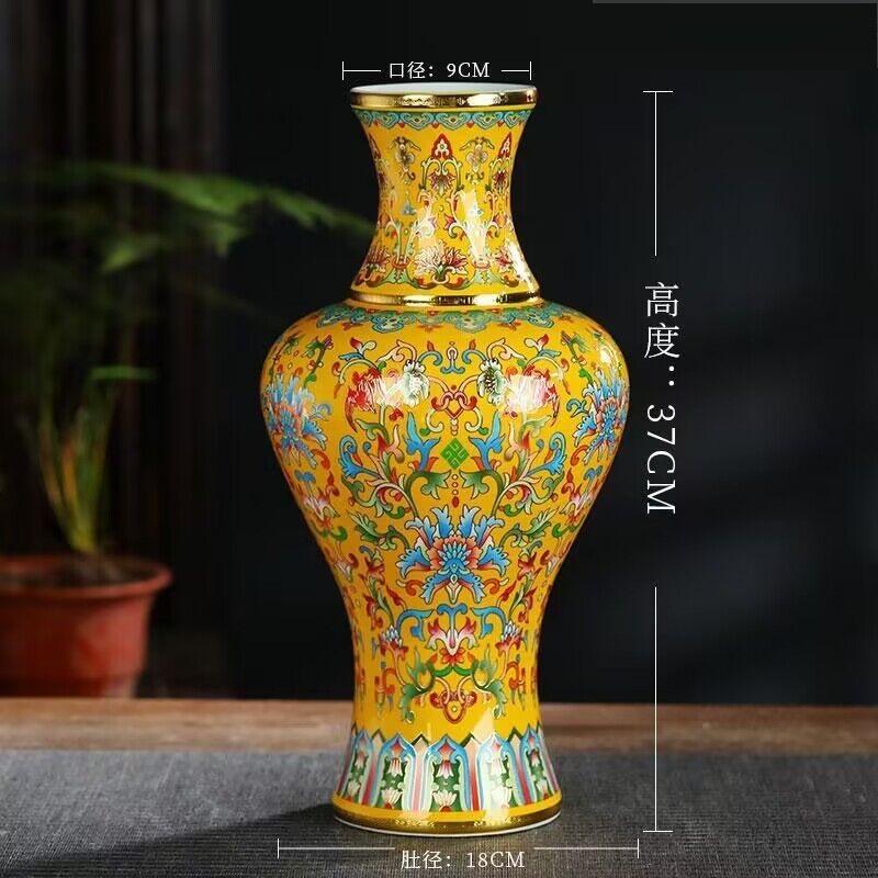 37cm Jingdezhen Ceramic Antique Enamel Colored Vase Flower Arrangement Chinese Style Home, Living Room, Decoration and Ornaments