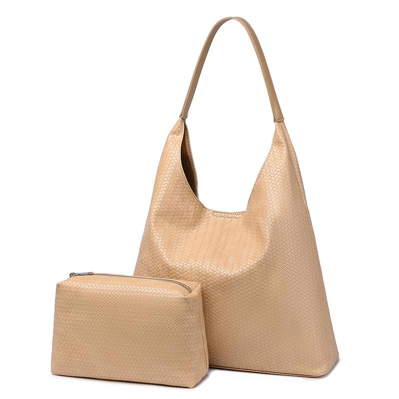Tote Bag, Large Capacity Woven Embossed Shoulder Bag, Fashionable Daily Commuter Bag