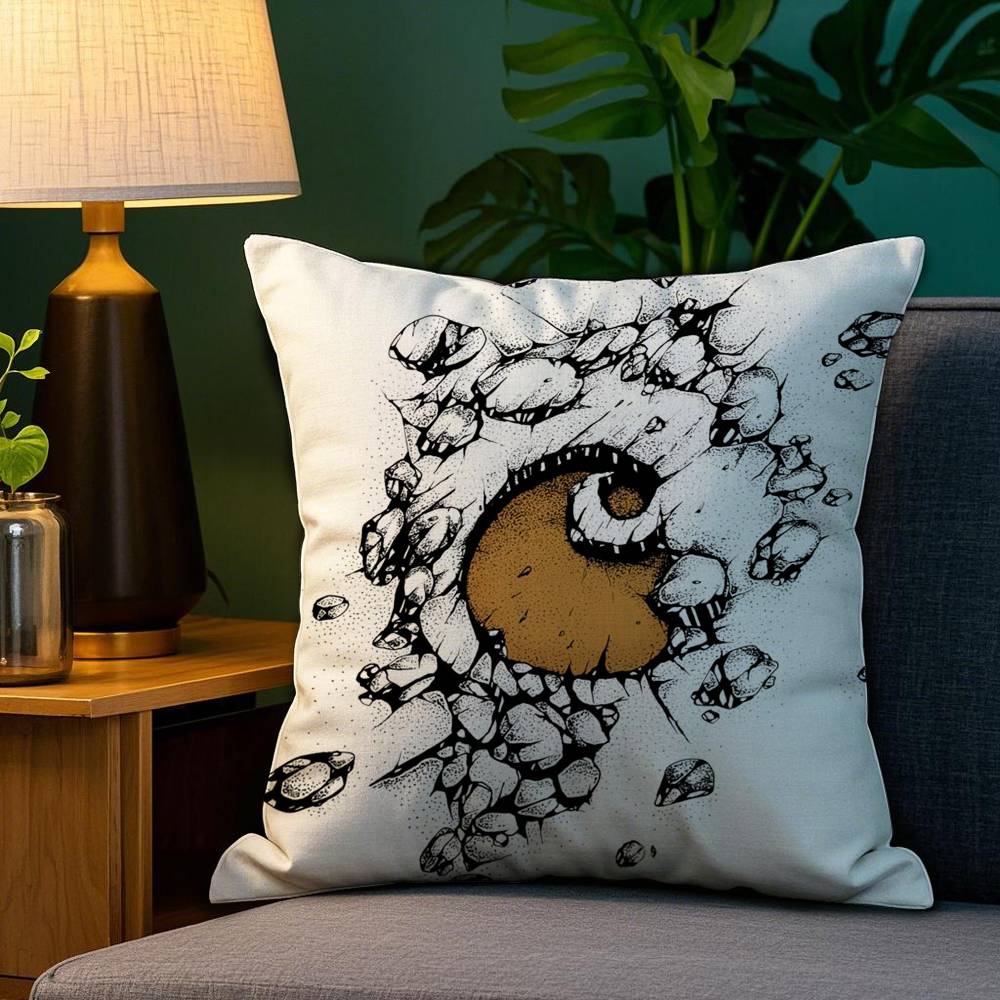 Luxury C-Carhartts-S Brand Pillow Case Plush Fabric Soft Double Sided Print Sofa Cushion Cover Throw Pillow Covers