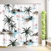 Tropical Palm Tree Travel Camping Car Shower Curtains Summer Ocean Surfboard Beach Camper RV Flamingo Bathroom Decor with Hooks