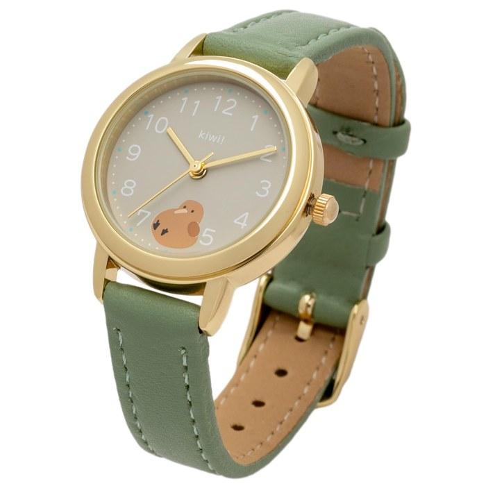 Fieldwork Women s Analog Watch Leather Belt Animal Watch Kiwi Fuwamaru Green JN035-3