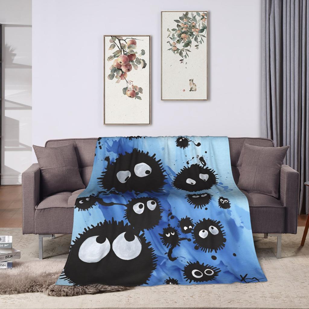 Susuwatari Rußgeister Plüschdecken Studenten Flanell Überwurfdecke für Couch Sessel Sofa Bett Super Weich