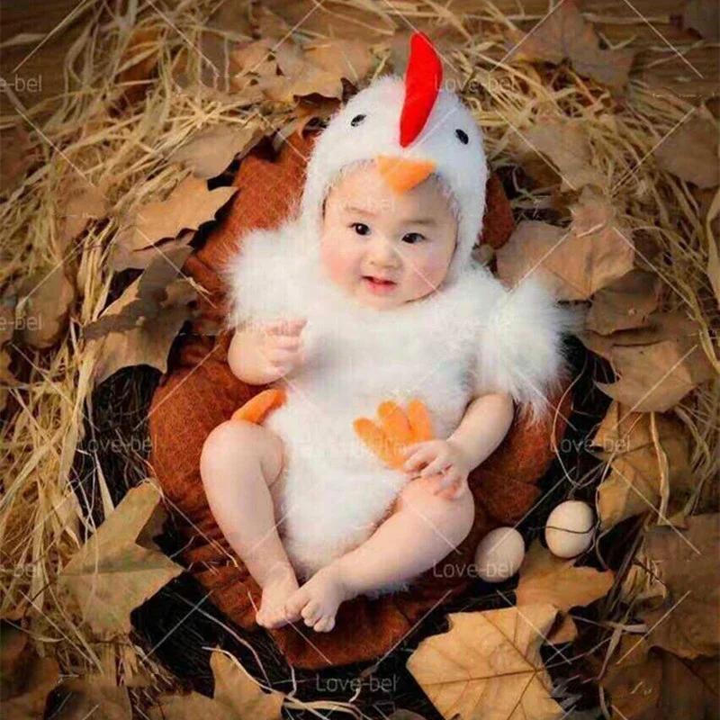 Children's Photography Clothing Studio Theme Photography Chicken Props Clothing Baby 100 Days Old Creative Studio Art Photo giallo